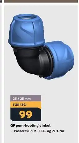 Megaflis GF pem-kobling vinkel tilbud