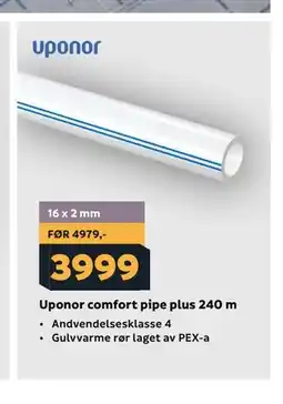 Megaflis Uponor comfort pipe plus 240 m tilbud