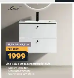 Megaflis Lind Value 60 baderomsmøbel hvit tilbud