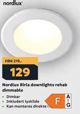 Megaflis Nordlux Birla downlights rehab dimmable tilbud