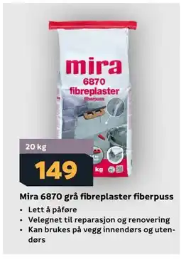 Megaflis Mira 6870 grå fibreplaster fiberpuss tilbud