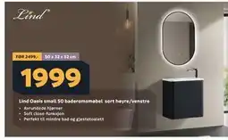 Megaflis Lind Oasis small 50 baderomsmøbel sort høyre/venstre tilbud