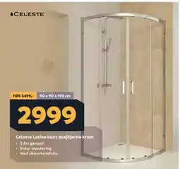 Megaflis Celeste Latina buet dusjhjørne krom tilbud