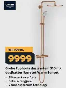 Megaflis Grohe Euphoria dusjsystem 310 m/ dusjbatteri børstet Warm Sunset tilbud