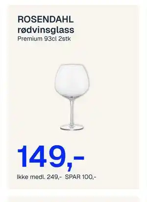 Jernia ROSENDAHL rødvinsglass tilbud