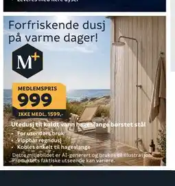 Megaflis Utedusj til kaldt vann hageslange børstet stål tilbud