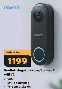 Megaflis Reolink ringeklokke m/kamera & wifi V2 tilbud