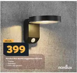 Megaflis Nordlux Rica Round vegglampe LED sort tilbud