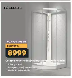 Megaflis Celeste novello dusjkabinett m/skyvedør satin tilbud