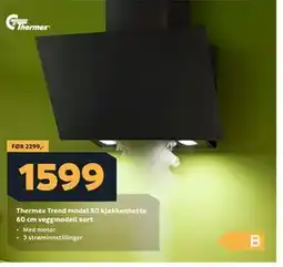 Megaflis Thermex Trend model 50 kjøkkenhette 60 cm veggmodell sort tilbud