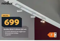 Megaflis Nordlux Birte 3-skinne LED hvit tilbud