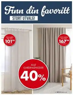 Sparkjøp ALLE GARDINLENGDER tilbud