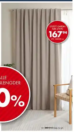 Sparkjøp LYSTETT GARDIN tilbud