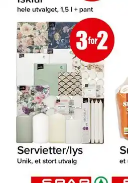 Spar Servietter/lys tilbud