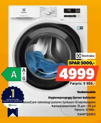 Electrolux Vaskemaskin Hygieneprogram fjerner bakterier