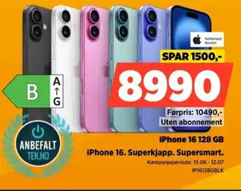 Authorized Reseller iPhone 16 128 GB iPhone 16. Superkjapp. Supersmart.
