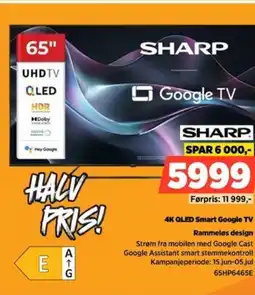 POWER Sharp 4K QLED Smart Google TV Rammeløs design tilbud