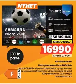 POWER Samsung 65" 4K Smart-TV Neste generasjons Micro RGB-bilde tilbud