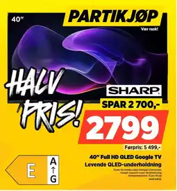 POWER Sharp 40" Full HD QLED Google TV Levende QLED-underholdning tilbud