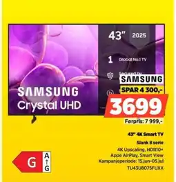 POWER Samsung 43" 4K Smart TV Slank 8 serie tilbud