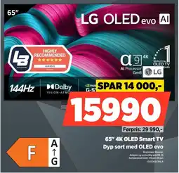 POWER Lg 65" 4K OLED Smart TV Dyp sort med OLED evo tilbud