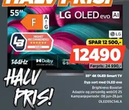 POWER Lg 55" 4K OLED Smart TV Dyp sort med OLED evo tilbud