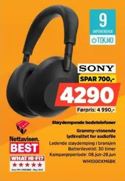 POWER Sony Støydempende hodetelefoner Grammy-vinnende lydkvalitet for audiofile tilbud