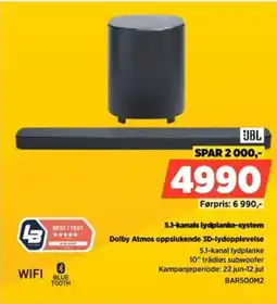 POWER Jbl 5.1-kanals lydplanke-system Dolby Atmos oppslukende 3D-lydopplevelse tilbud