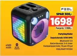 POWER Feel Partyhøyttaler Oppslukende 50W RMS tilbud