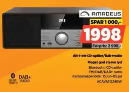 POWER Amadeus Alt-i-ett CD-spiller/Dab+radio Meget god stereo lyd tilbud