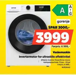 POWER Gorenje Vaskemaskin Invertermotor for ultrastille effektivitet tilbud