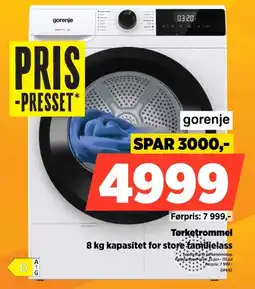 POWER Gorenje Tørketrommel 8 kg kapasitet for store familielass tilbud