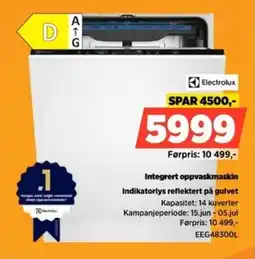 POWER Electrolux Integrert oppvaskmaskin Indikatorlys reflektert på gulvet tilbud