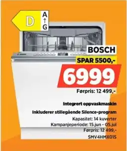 POWER Bosch Integrert oppvaskmaskin Inkluderer stillegående Silence-program tilbud