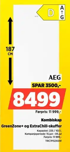 POWER Aeg Kombiskap GreenZone+ og ExtraChill-skuffer tilbud