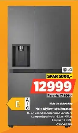 POWER Lg Side by side-skap Multi Airflow-luftsirkulasjon tilbud