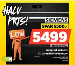 POWER Siemens Integrert stekeovn 3D varmluft Plus-funksjon tilbud