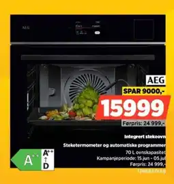 POWER Aeg Integrert stekeovn Steketermometer og automatiske programmer tilbud