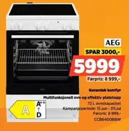 POWER Aeg Keramisk komfyr Multifunksjonell ovn og effektiv platetopp tilbud