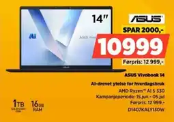 POWER ASUS Vivobook 14 Al-drevet ytelse for hverdagsbruk tilbud