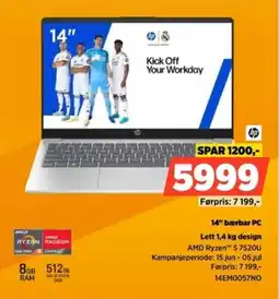 POWER Hp 14" bærbar PC Lett 1,4 kg design tilbud
