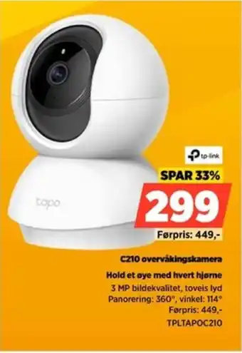 POWER Tp-link C210 overvåkingskamera Hold et øye med hvert hjørne tilbud