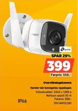 POWER Tp-link Overvåkningskamera Varsler når bevegelse oppdages tilbud