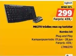 POWER Logitech MK270 trådløs mus og tastatur Kombo kit tilbud