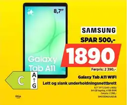 POWER Samsung Galaxy Tab A11 WIFI Lett og slank underholdningsnettbrett tilbud