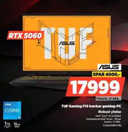 POWER Asus TUF Gaming F16 bærbar gaming-PC Robust ytelse tilbud