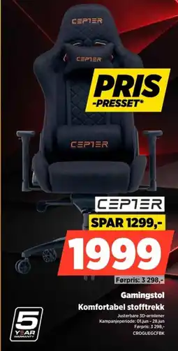 POWER Cepter Gamingstol Komfortabel stofftrekk tilbud