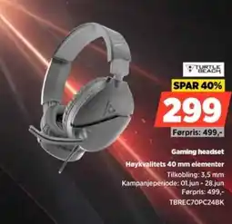 POWER Turtle Beach Gaming headset Høykvalitets 40 mm elementer tilbud