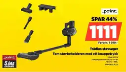 POWER Point Trådløs støvsuger Tøm støvbeholderen med ett knappetrykk tilbud
