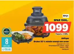 POWER Ninja Airfryer Bruker 50% mindre energi enn ovner tilbud